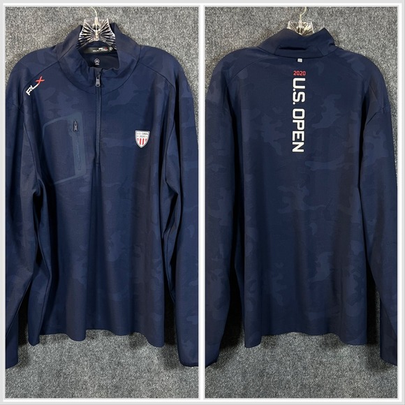 RLX Ralph Lauren Other - Men's RLX Ralph Lauren 2020 US OPEN 1/2 Zip LS Golf Pullover Blue Camo Size XL